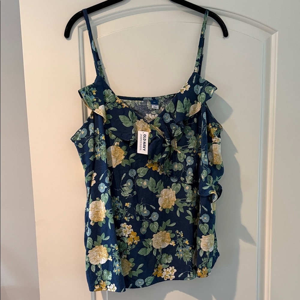 Old Navy Printer Ruffle Wrap-Effect Cami Blouse